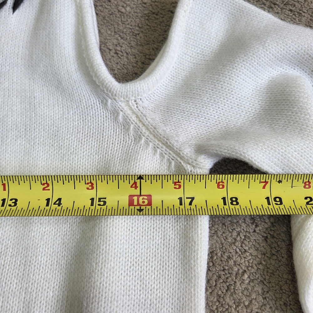 Venus Cold Shoulder Turtleneck Sweater Womens Bell Sleeves w/Fringe Ivory Size S - Picture 11 of 13
